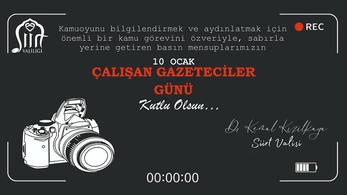 Valimiz Sayın Dr. Kemal Kızılkaya’nın ‘10 Ocak Çalışan Gazeteciler Günü’ Kutlama Mesajı